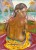 Femme tahitienne sur la plage, sur fond de mer, végétation, montagnes.