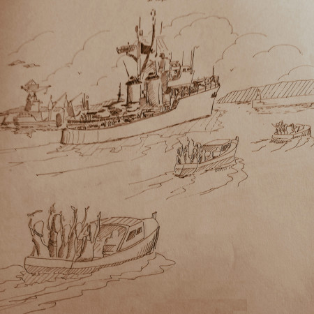 Le Forbin quitte le port de Valparaiso.